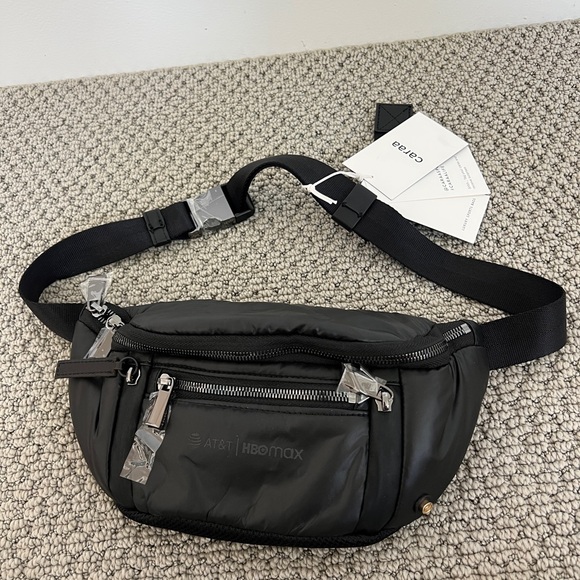 caraa Handbags - Caraa Black Leather Crossbody / Fanny Bag